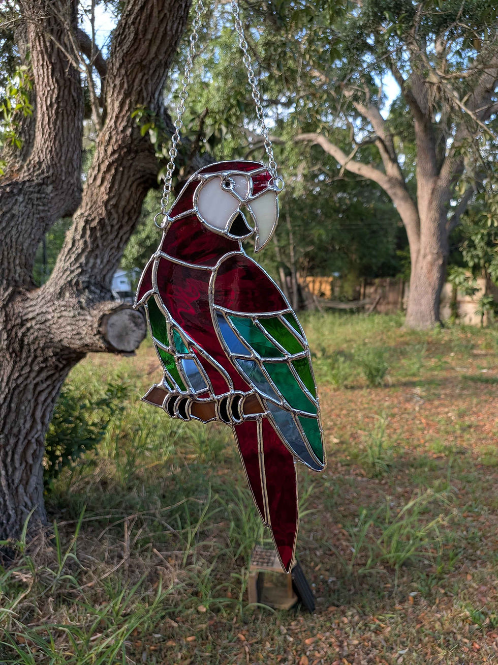 Thumbnail: Ruby/Green Wing Macaw Stained Glass