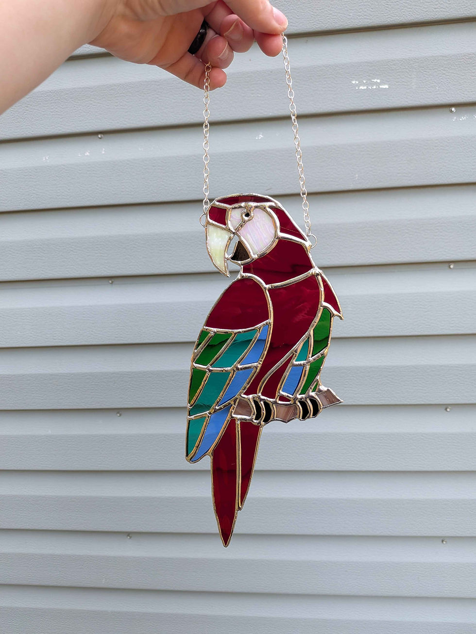 Thumbnail: Ruby/Green Wing Macaw Stained Glass