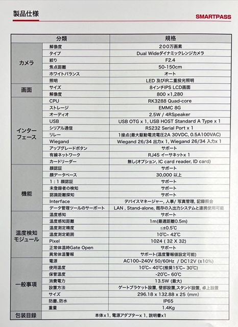 物販 製品仕様