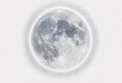 Full moon with visible surface details on a white background