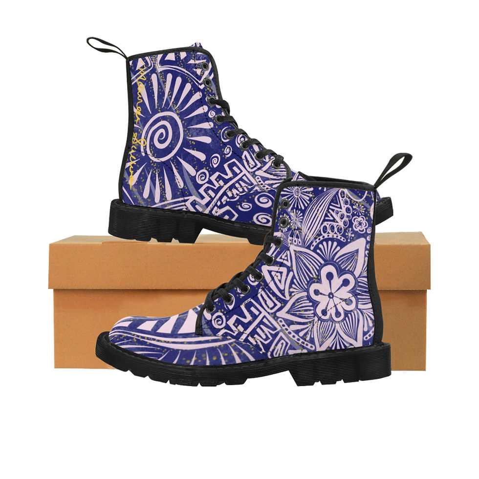 Blue & White Zen Classics Canvas Boots