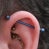industrial piercing with anatometal titanium jewelry anodized blue