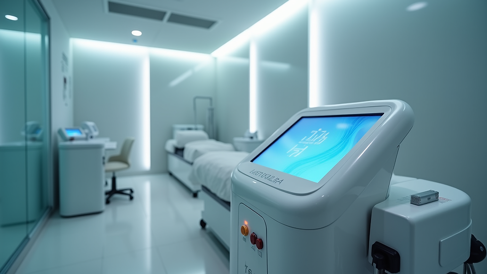Eye-level view of modern laser hair removal machine in a clinic room