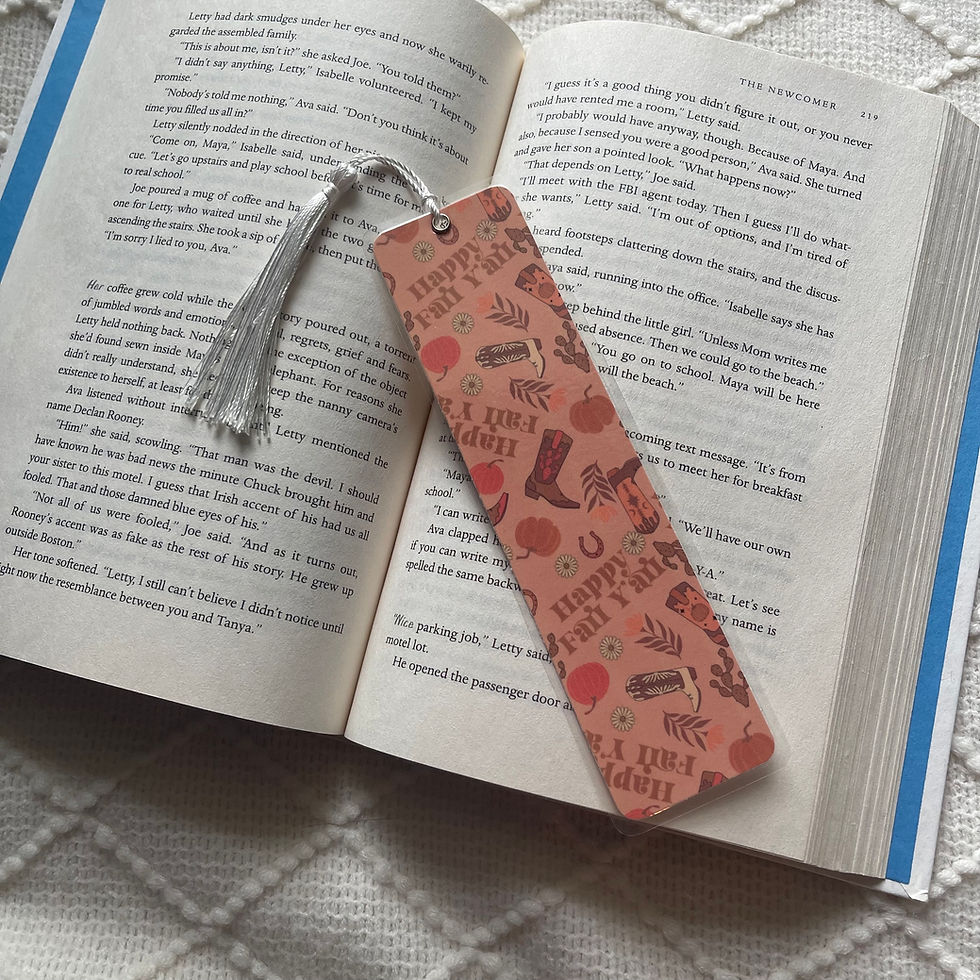 Happy Fall Y'All Cowboy Boots with Pumpkins & Flowers Bookmark