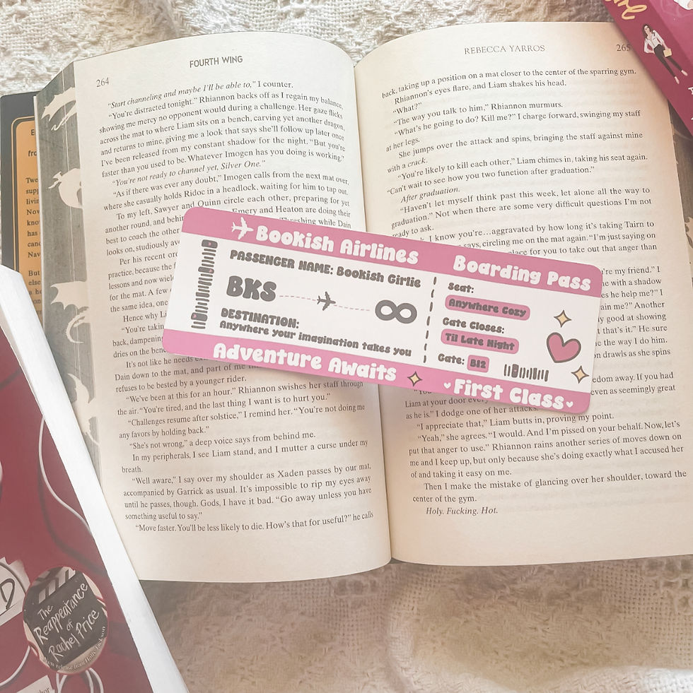 Bookish Airlines Boarding Pass Girly Pastel Bookmark
