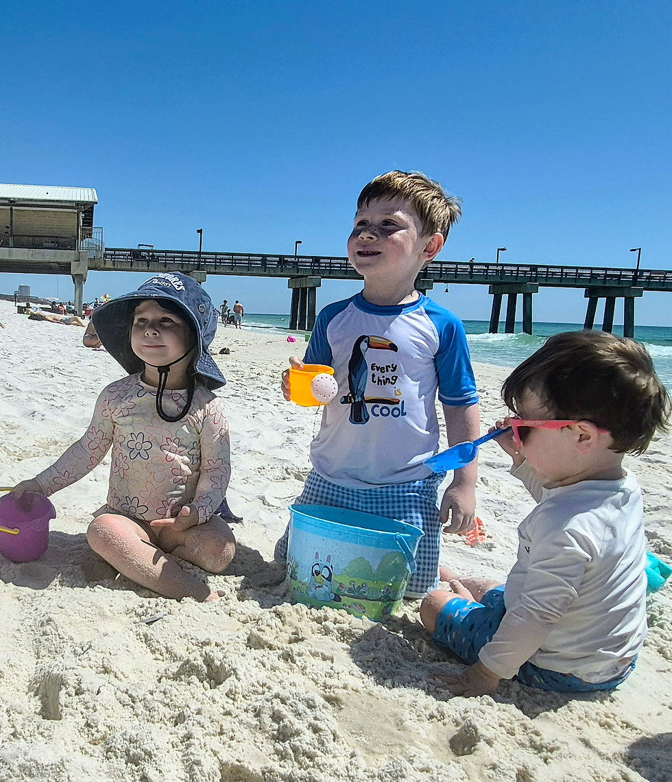 My three oldest grandchildren play at the beach near the Gulf State Park Pier in March.