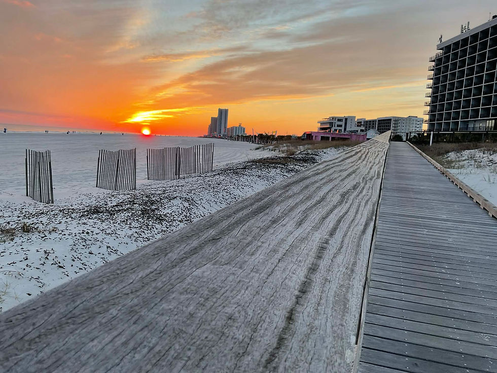 Feb. 4 - The sun sets over Gulf Shores on World Cancer Day. (Photos by Wayne Smith)