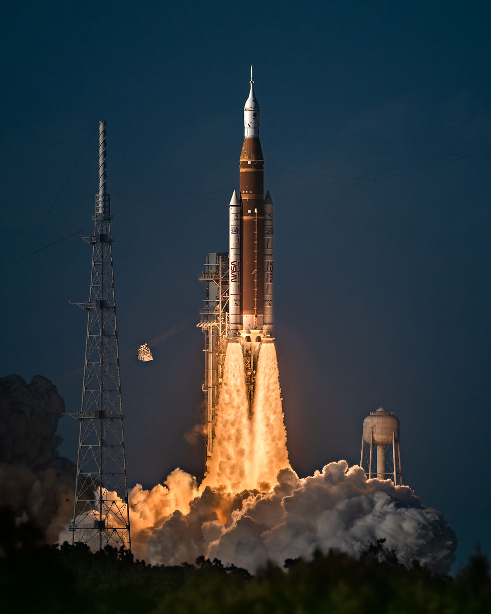 The Space Launch System lifts off, carrying NASA’s next chapter of deep space exploration. (Photo by Chris Baker.)
