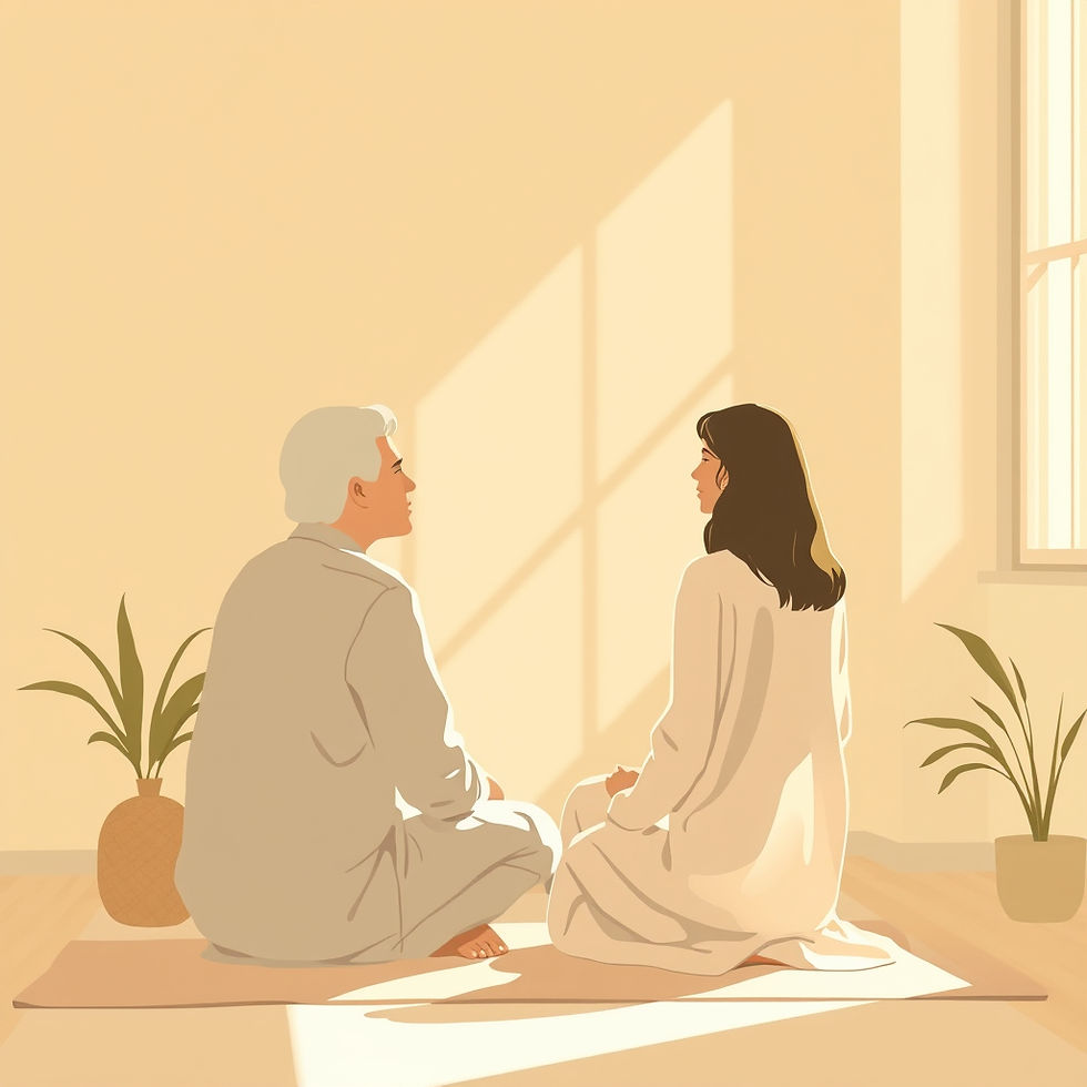 Client seated in a warm, sunlit therapy room during a Brainspotting & EMDR session, focusing on a fixed gaze point with support from a trauma therapist in Pensacola &Gulf Breeze, Florida.