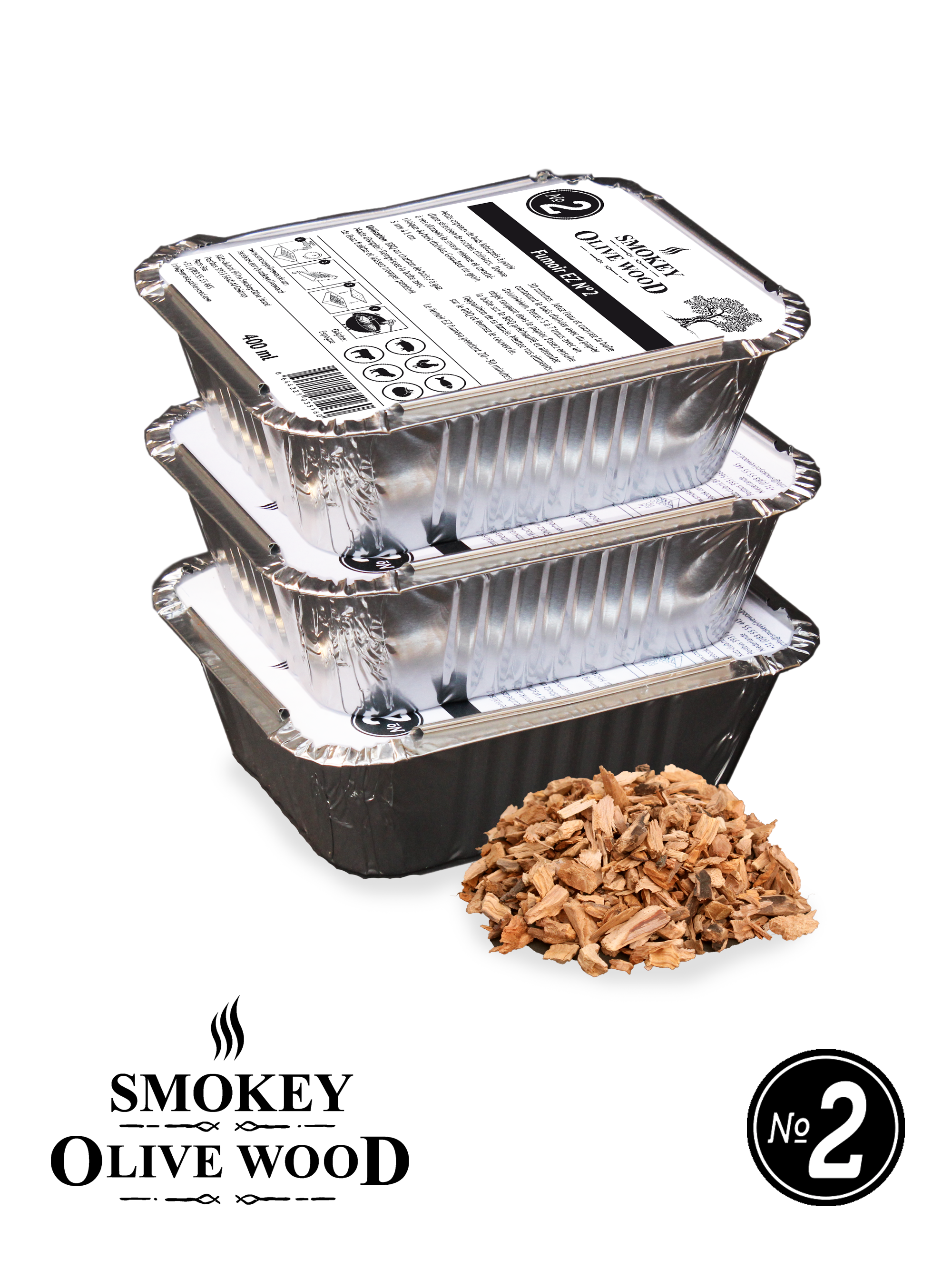 EZ-Smoker 3-Pack Copeaux d'olivier 5 mm-1 cm / 400 ml