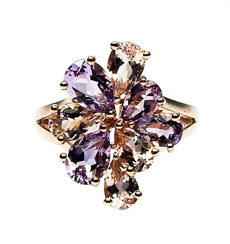 Thumbnail: 18ct rose gold morganite amethyst ring