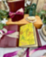 crimson lotus leather journal yellow papers