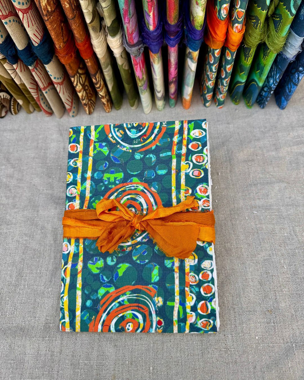 Thumbnail: orange and teal Rag Wrap Handmade Journal