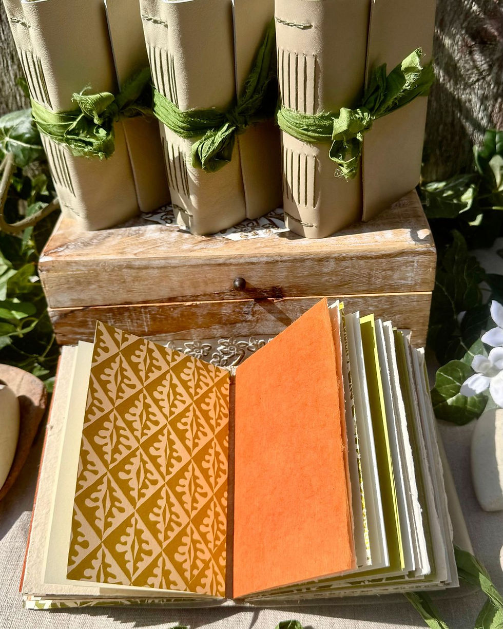 Thumbnail: songbird moss leather journal earth tone pages
