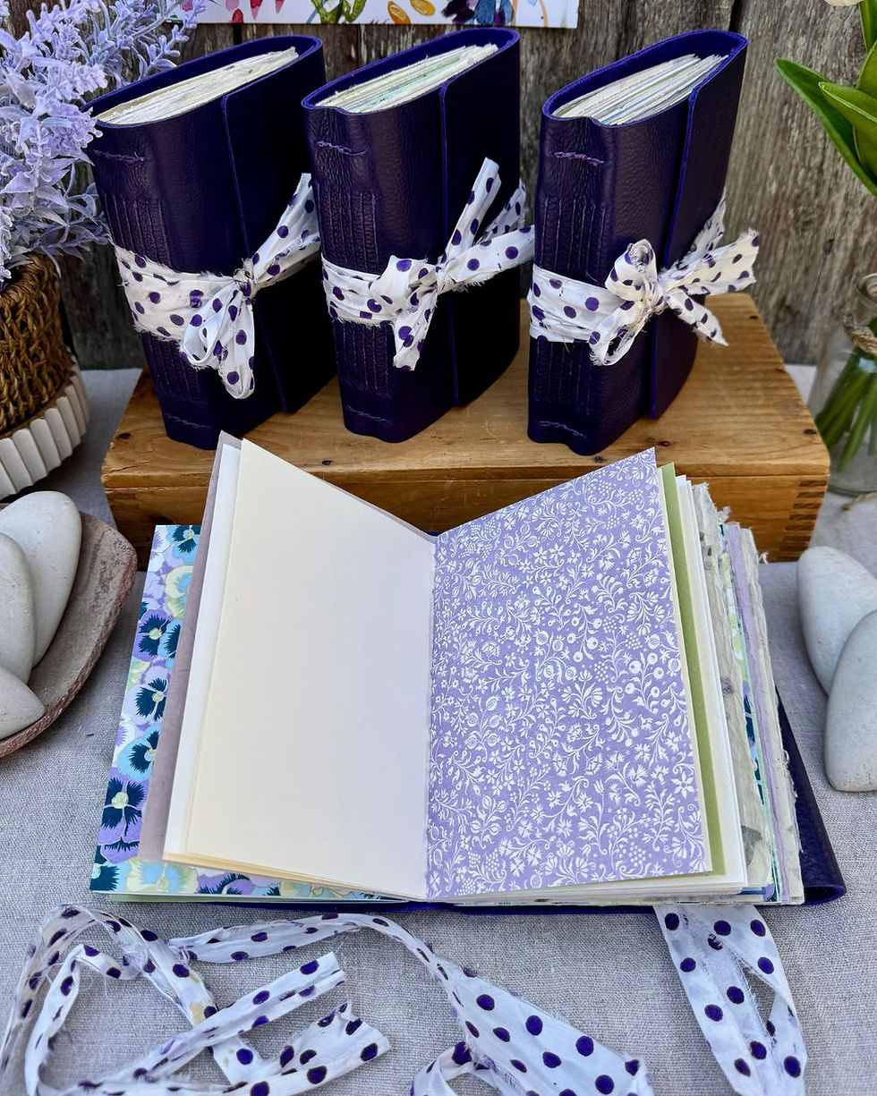 Thumbnail: purple leather journal handmade on Martha's Vineyard