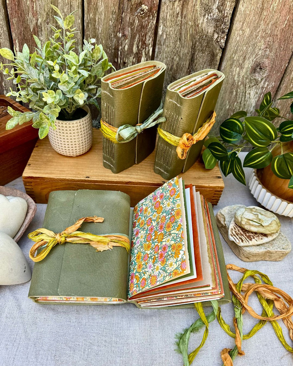 daisy leather journal handmade pages