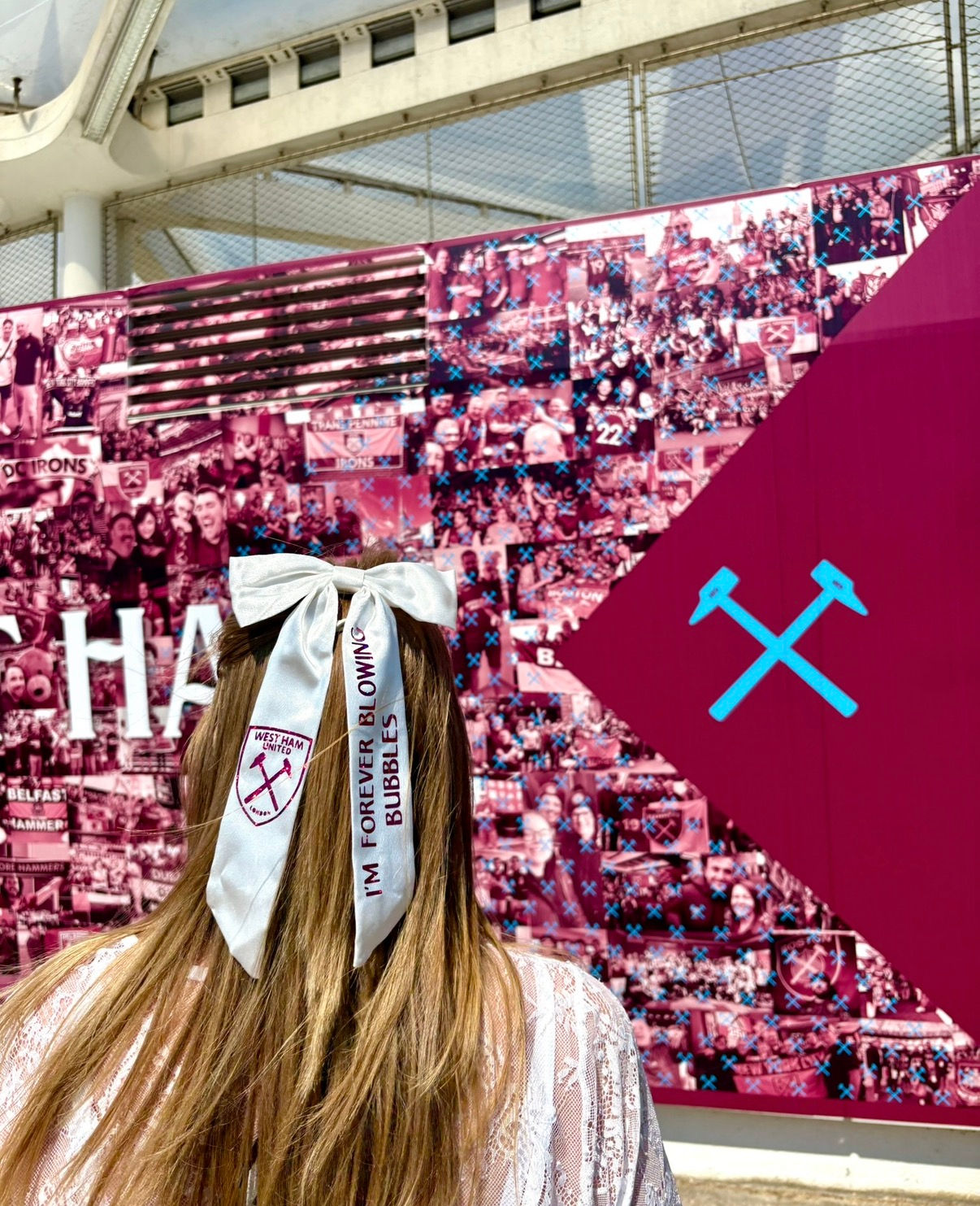 West Ham Forever Blowing Bubbles Football Hair Bow Clip 