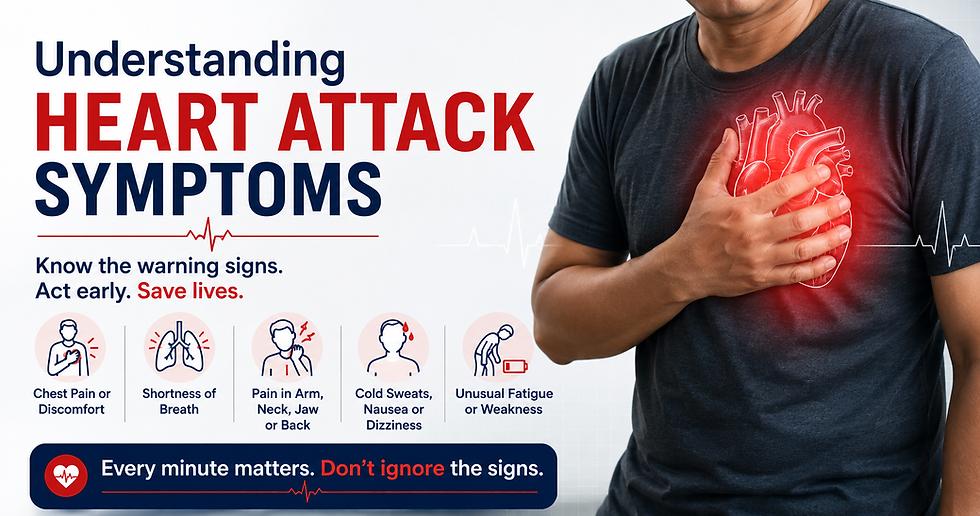 Understanding Heart Attack Symptoms: Learn the warning signs of chest pain, breathlessness, sweating, nausea and unusual fatigue—and when to seek emergency care.