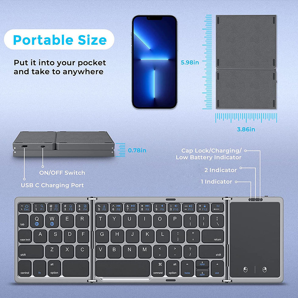 Thumbnail: Seenda Foldable Wireless Bluetooth Keyboard Rechargeable Folding Portable Keybo