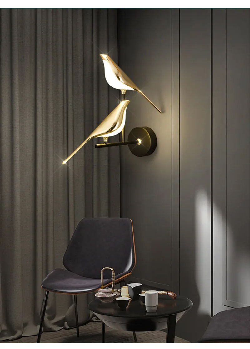 Thumbnail: Nordic Golden Bird LED Wall Lights Parlor Bar Creative Wall Lamps Novelty Sconc
