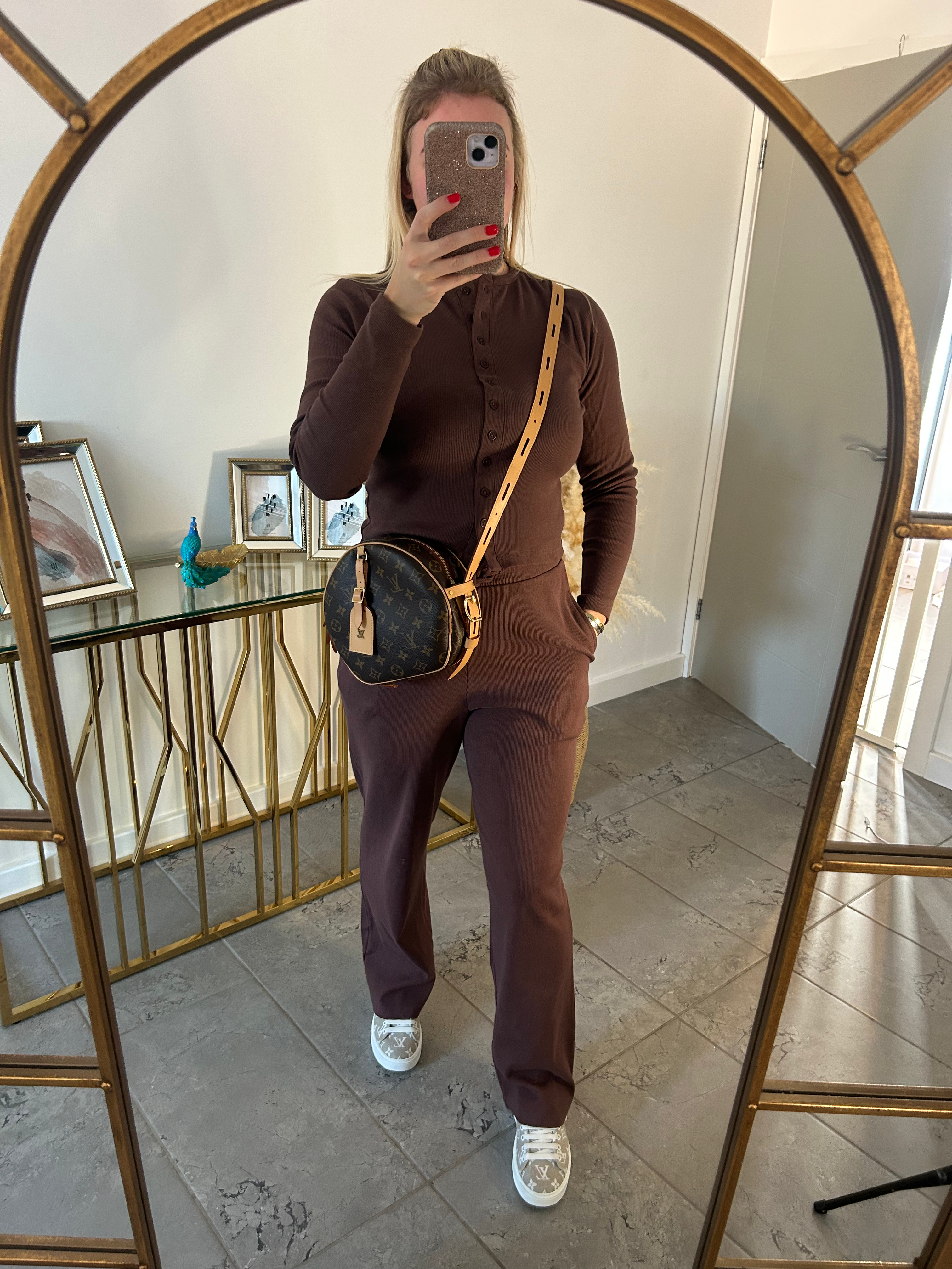 RIBBED BUTTON TROUSER SET