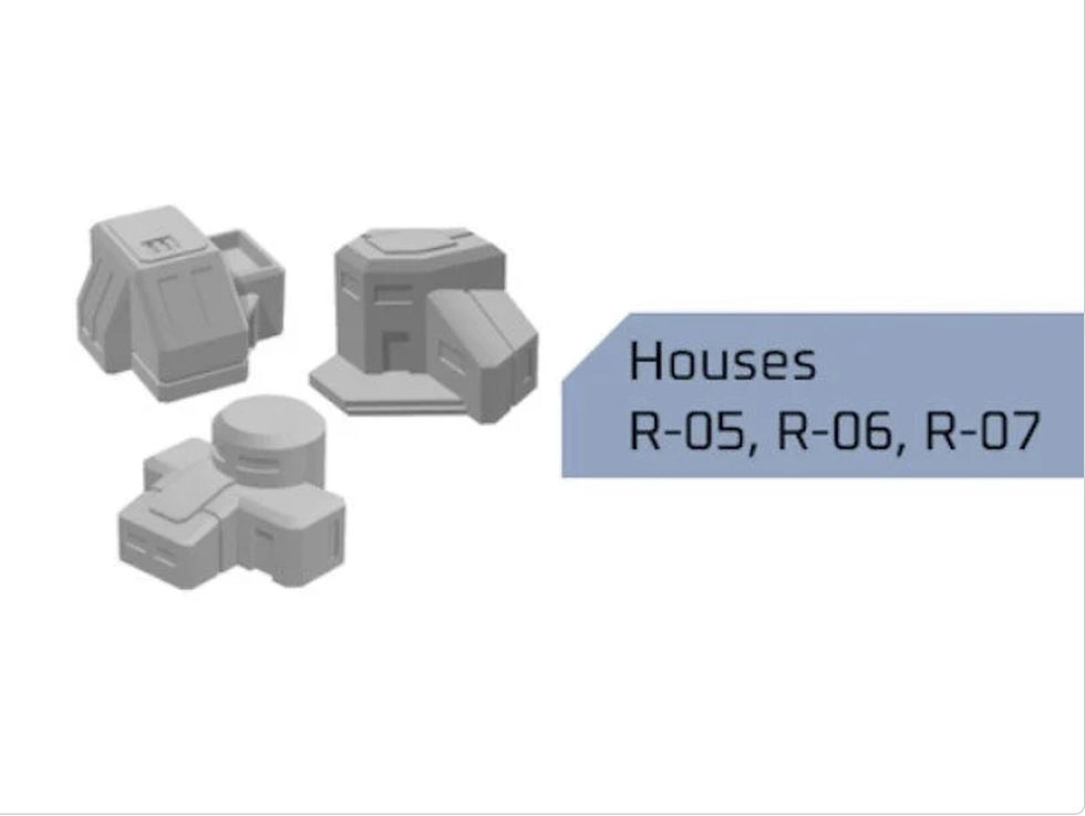 Thumbnail: Housing terrain (7 models) | Mecha combat terrain | PLA | 0MEGA TECH