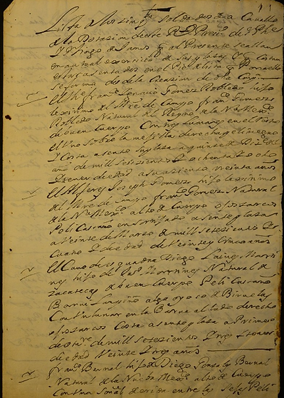 Soldiers, or soldados, listed for presidios at San Felipe, Janos and Cerrogordo