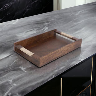 Wooden tray with jute - Furnish Home Decor