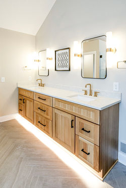 bright and rustic bathroom vanity, full of clean neutral colors