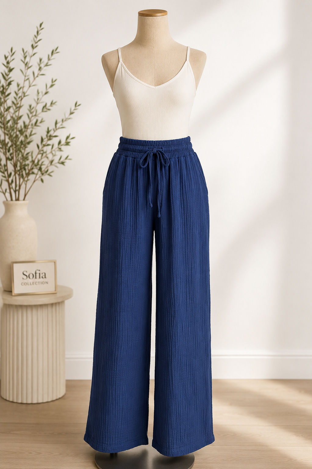 Pantalon gaz de coton bleu GT