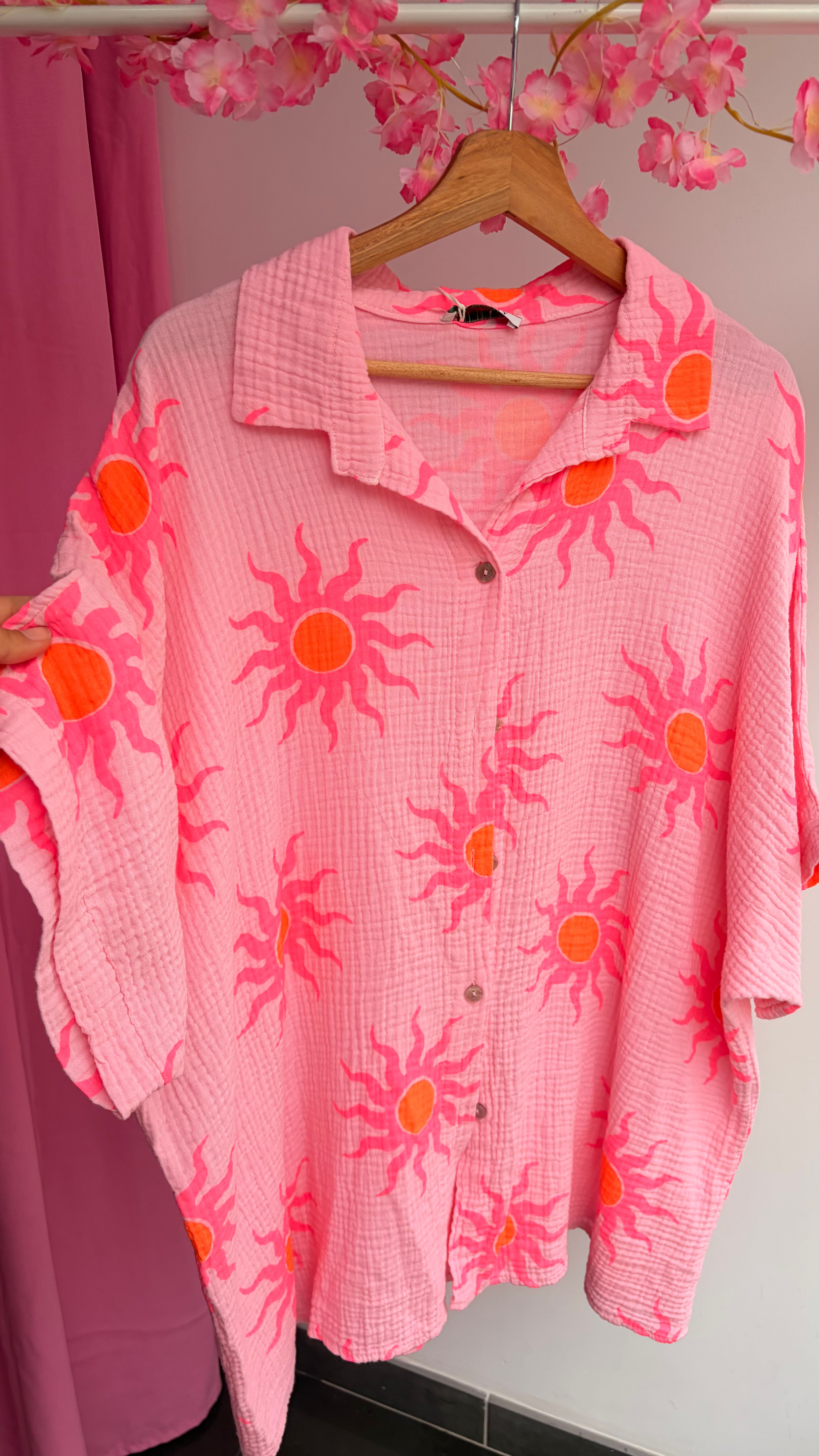 ☀️ Chemise oversize en gaze de coton soleil– Grande taille 🌺