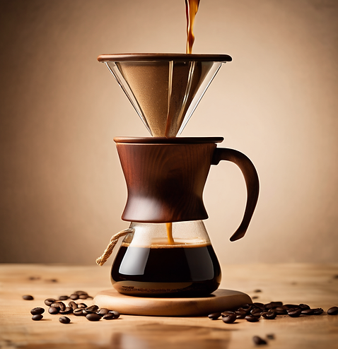 Pouring coffee over a filter