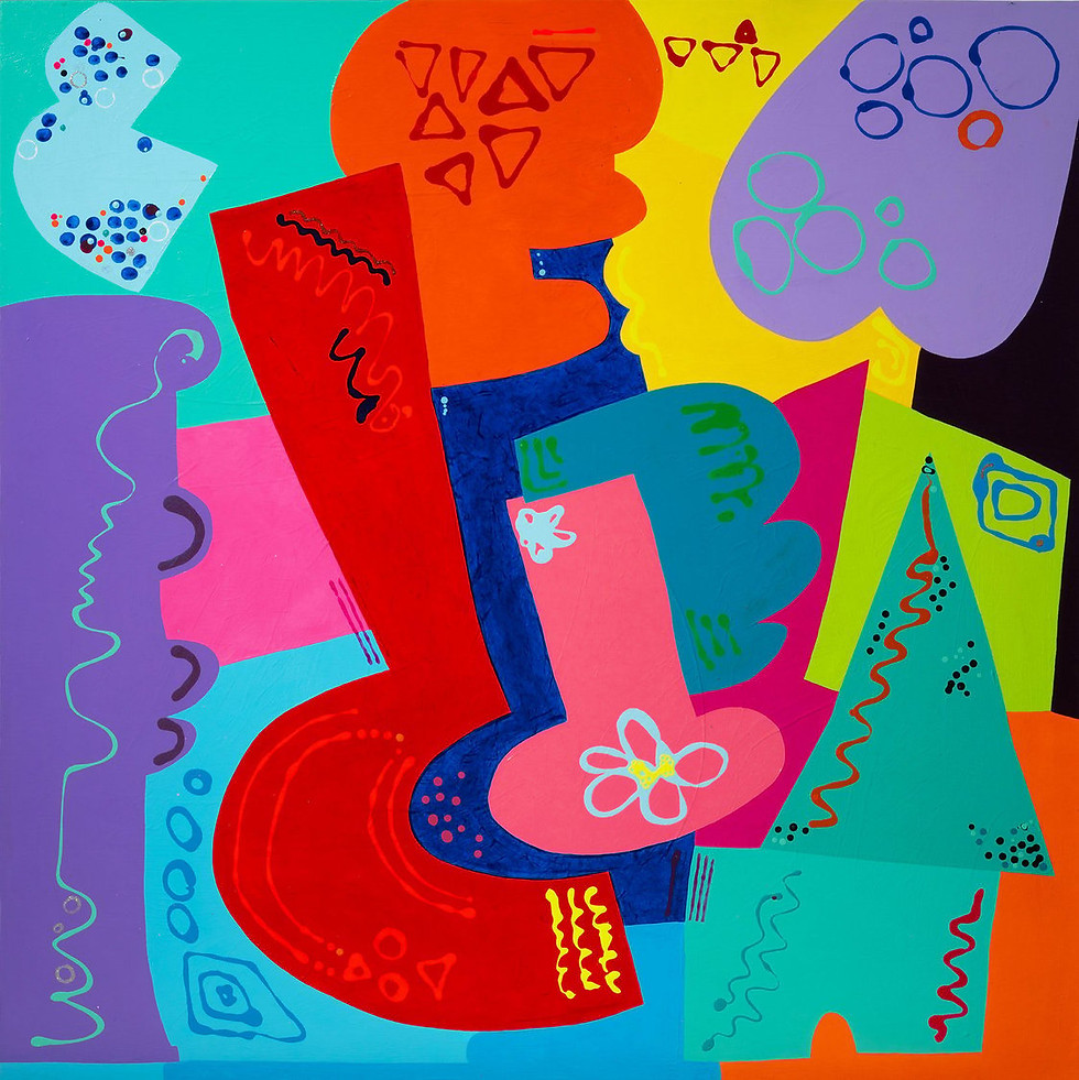 Abstract fine art print "Colors in Any Shape or Form" by Mike Margolis, featuring vibrant geometric shapes.