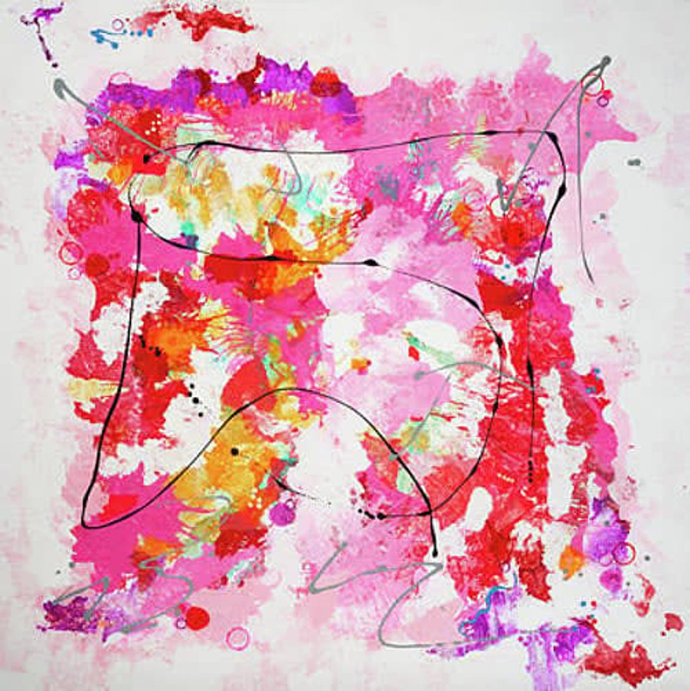 Abstract fine art print "I'm Having a Hot Flash" by Mike Margolis, featuring a colorful abstract design.