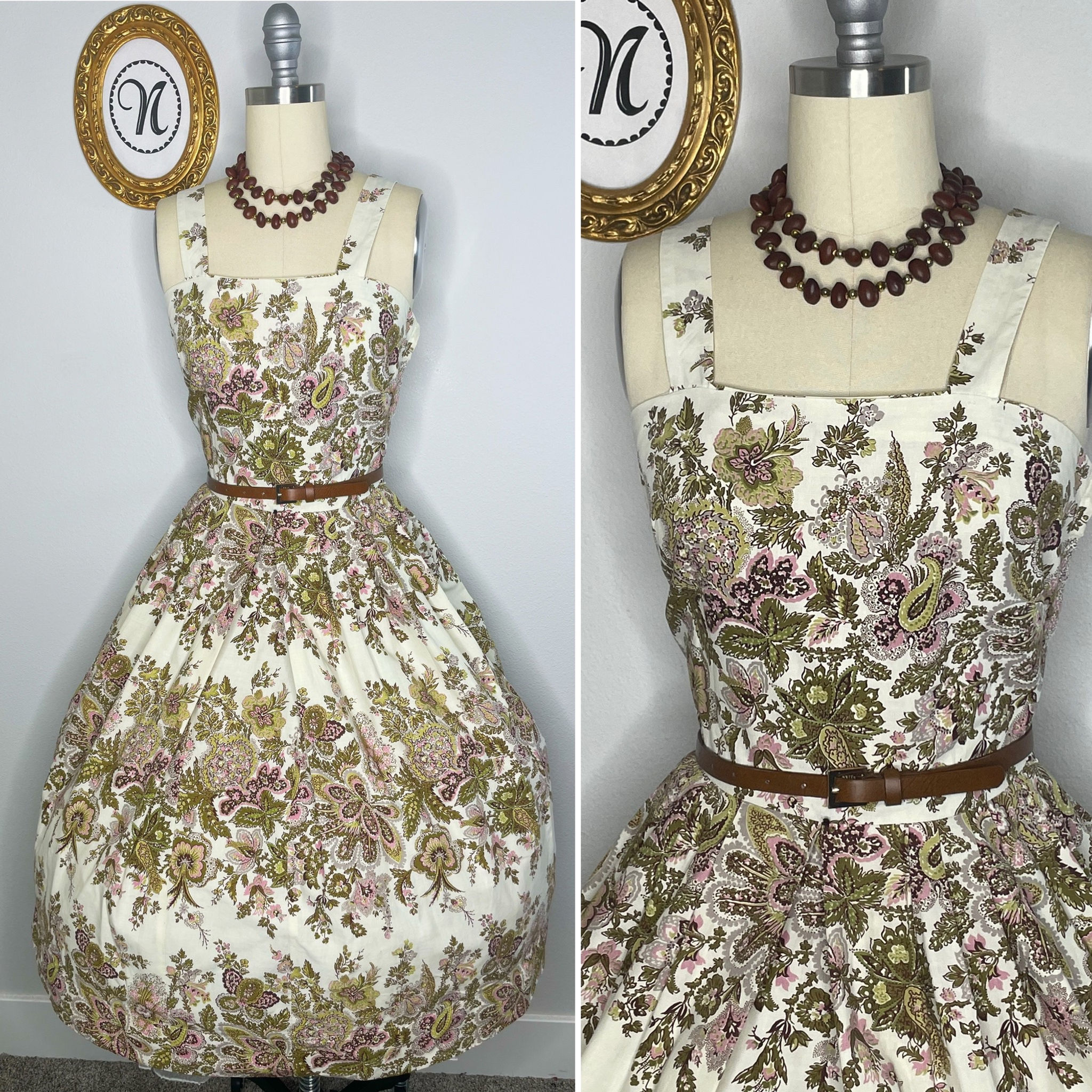 1950s floral paisley dress