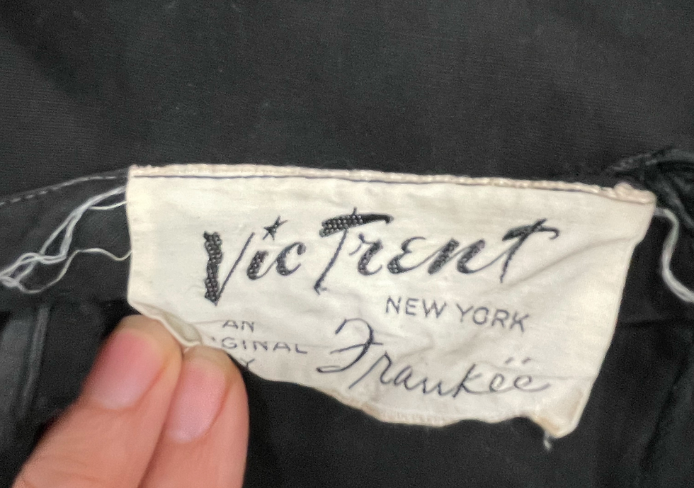 Thumbnail: Hand painted appliqués 1950s cotton halter dress