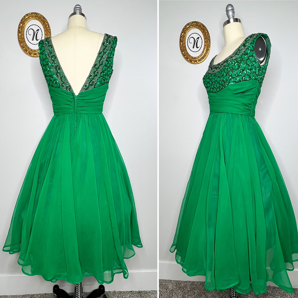 Thumbnail: Emerald Green 1960s Party Dress