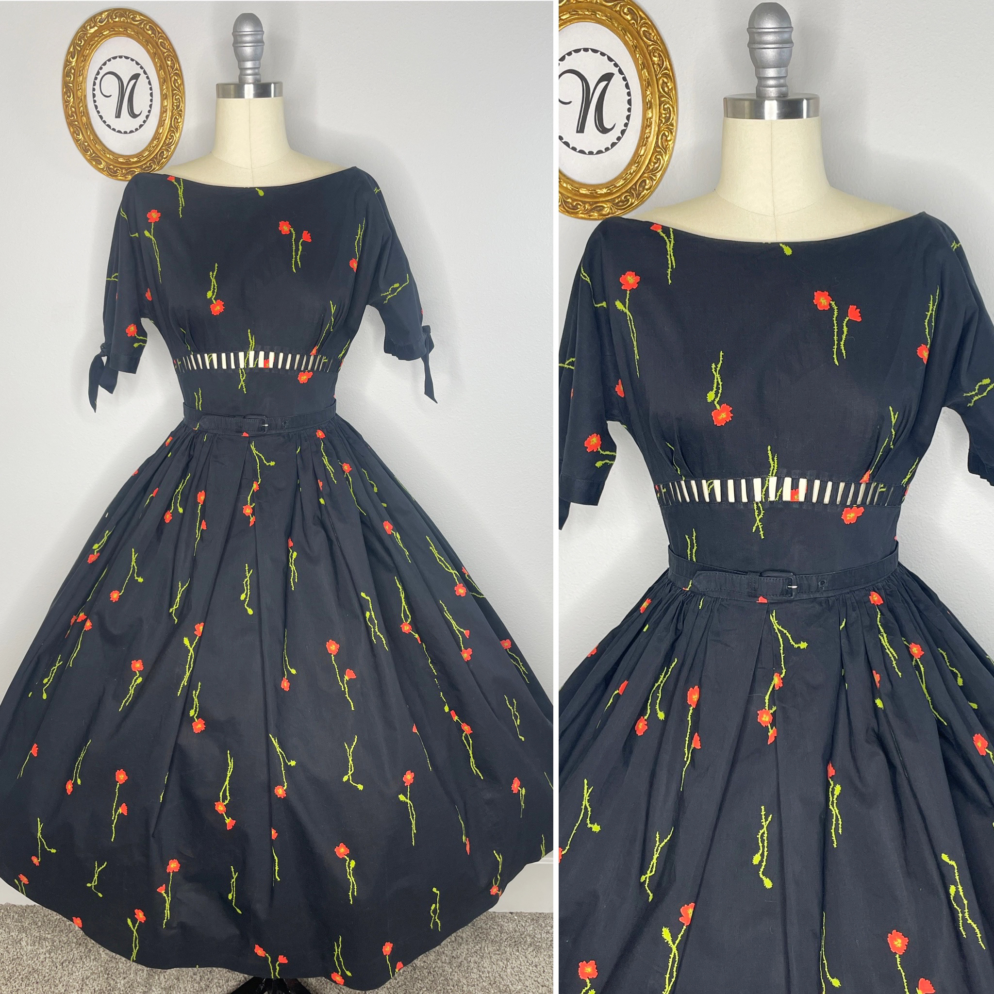 1950s Cut out Waist Dress