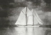 The turtling schooner A.M Adams under sail ca. 1940.