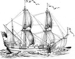Drawing of the Henrietta Marie under sail.