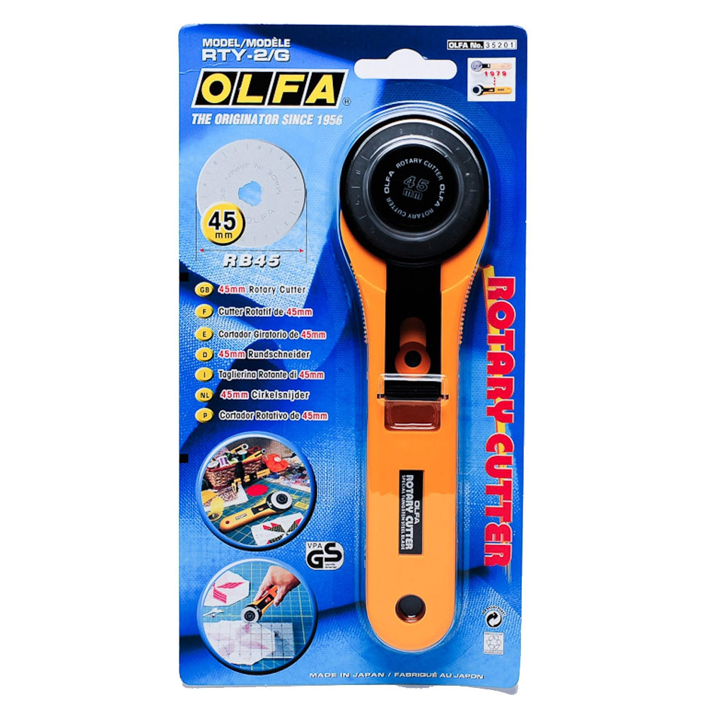 日本 OLFA RTY-2G/H 手推 旋轉 滾輪 界布刀 rotary cutter RB45mm