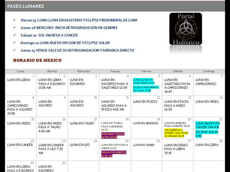 FASES LUNARES JUNIO 2020