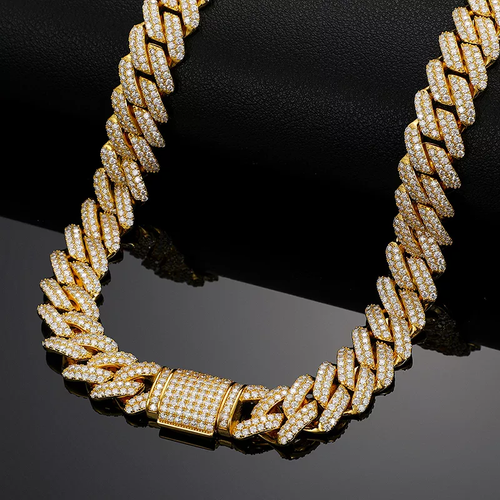 14mm Diamond Prong Cuban Link Chain 