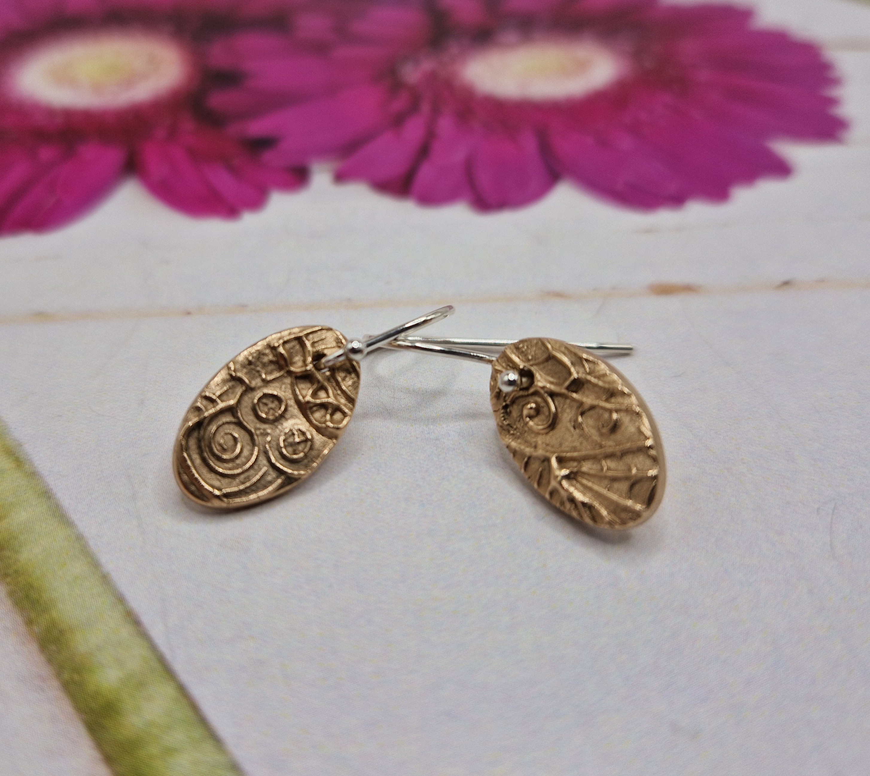 Bronze Oval Drop Earrings