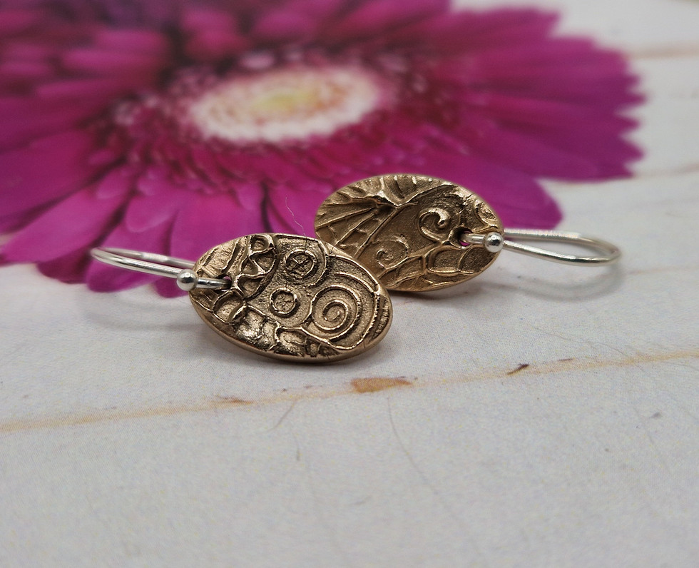 Thumbnail: Bronze Oval Drop Earrings