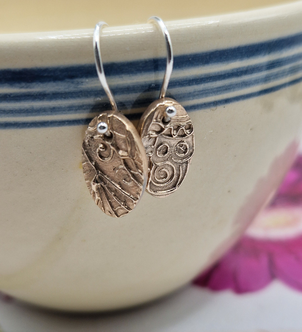 Thumbnail: Bronze Oval Drop Earrings