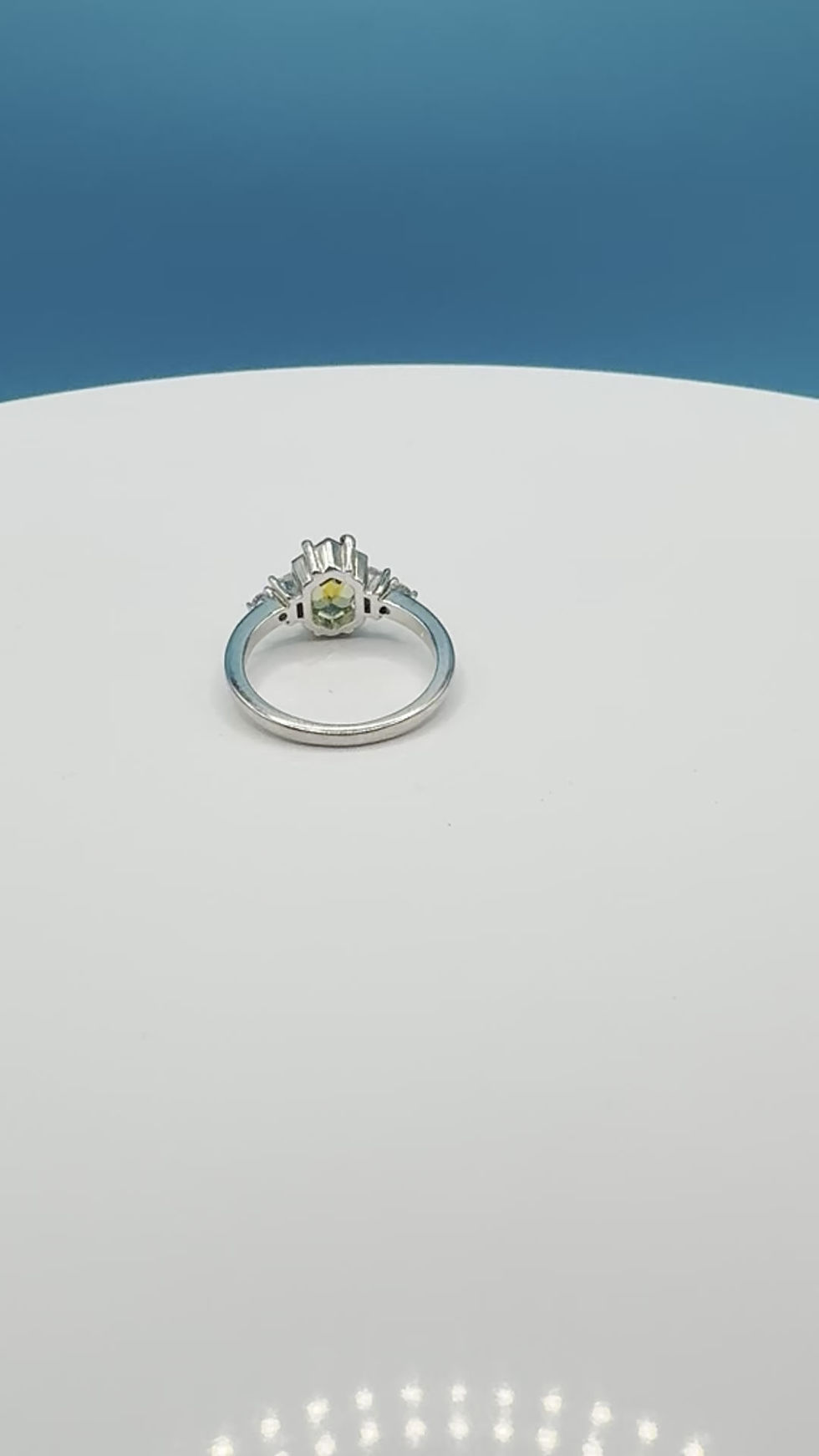 Thumbnail: Montana Hexagon Sapphire Ring, Sterling Silver Art Deco Engagement Band Guard