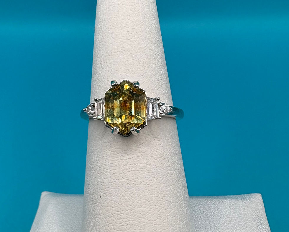 Thumbnail: Montana Hexagon Sapphire Ring, Sterling Silver Art Deco Engagement Band Guard