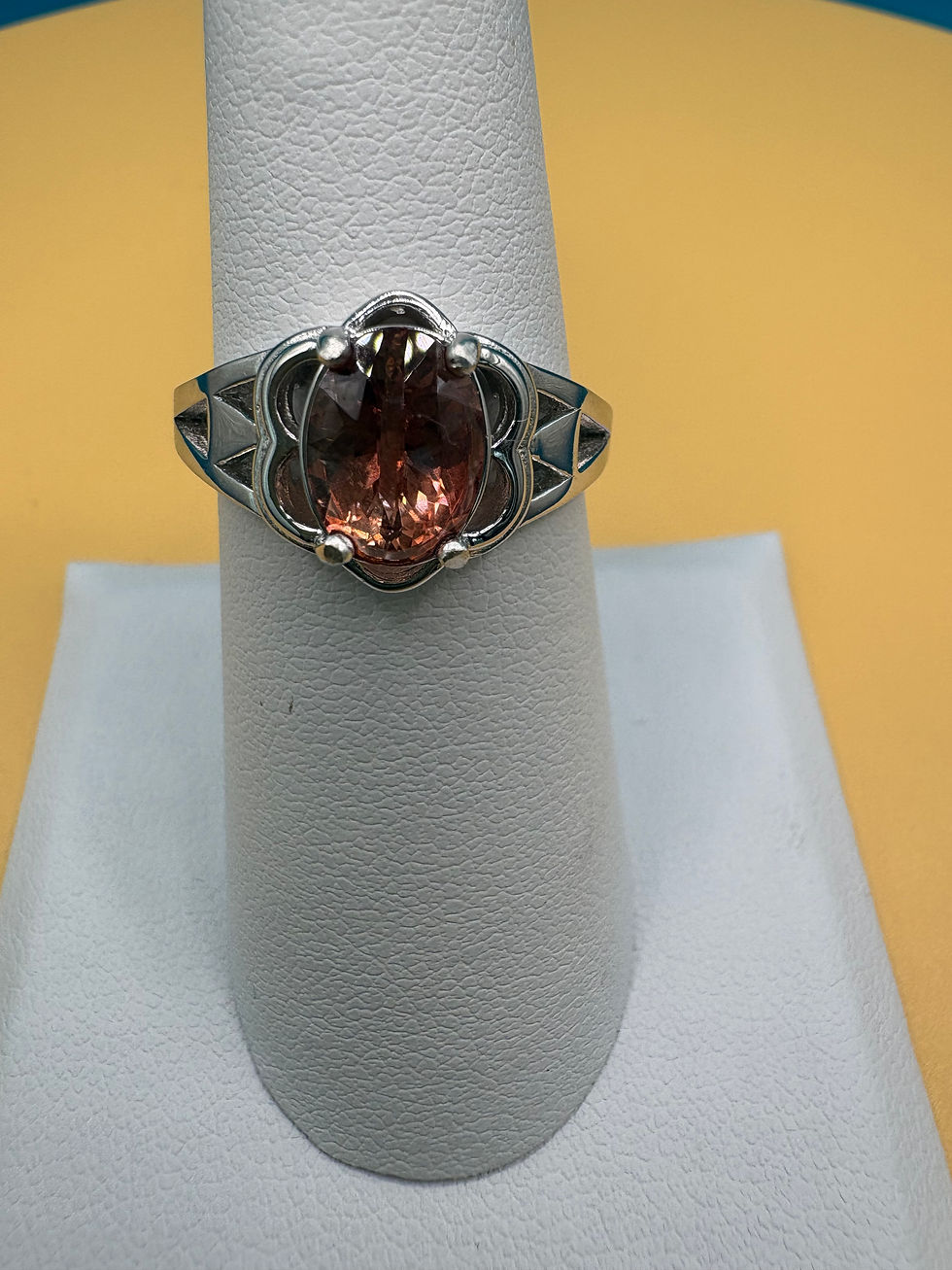 Thumbnail: Oregon Sunstone Ring – Hand-Mined Oval Gemstone, Sterling Silver Filigree, Size 