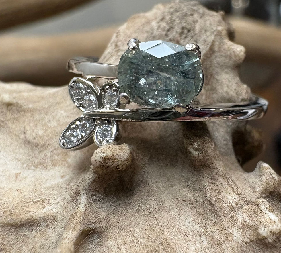 Thumbnail: Untreated Montana Sapphire Ring Size 7, 1.05 ct Natural Sapphire Butterfly Ring,